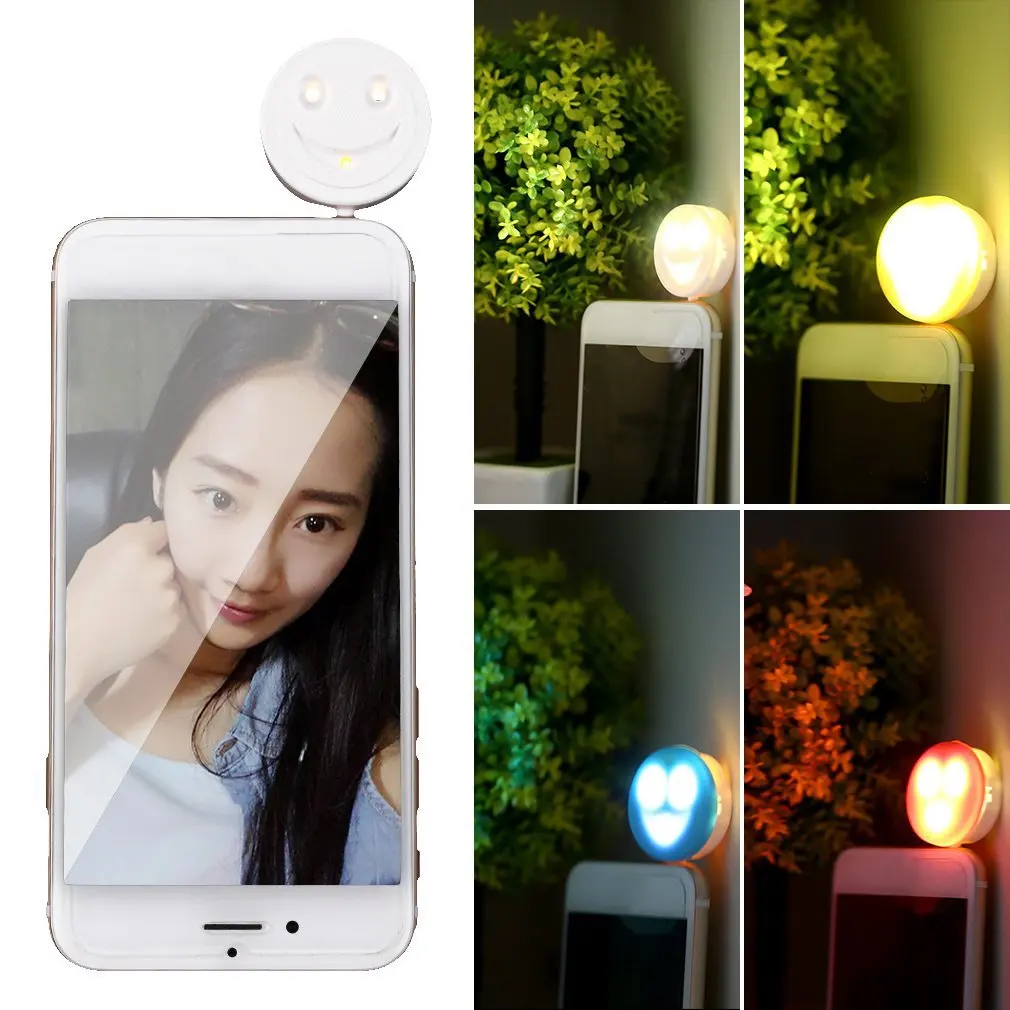 

4 in 1 3.5mm Jack Smiling Face Camera Flash Light for Mobile Phone Portable