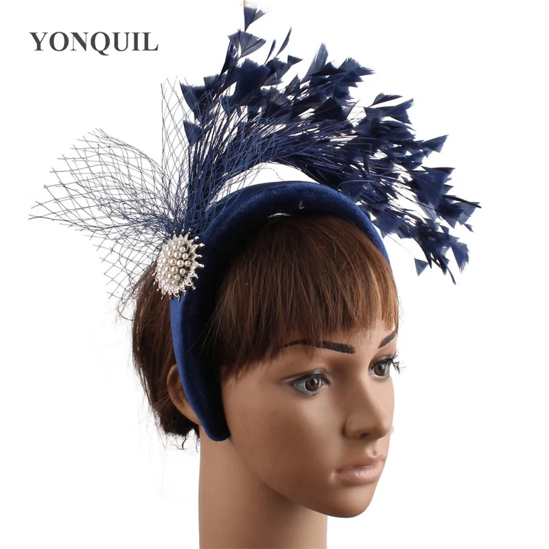 

Fashion New Princess Feathers Headbands Ladies Wedding Mesh Fancy Fascinator Headwear Accessories Occasion Hair Bands Party Tea