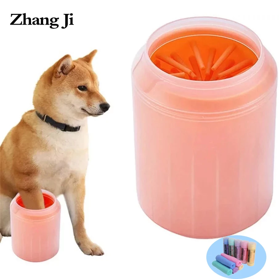 ZhangJi-taza de silicona portátil para limpieza de patas de perro, peine de masaje, Cubo de limpieza para pies, toalla para mascotas