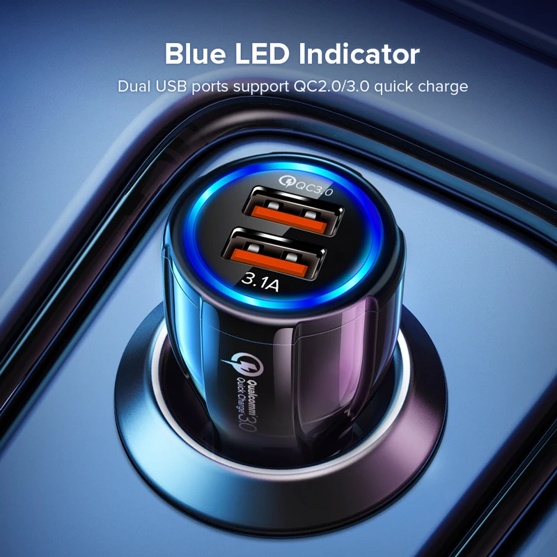 10 шт./лот автомобильное USB зарядное устройство Quick Charge 3,0 2,0 зарядное устройство для мобильного телефона 2 порта USB быстрое автомобильное зарядное устройство для iPhone samsung Автомобильное зарядное устройство