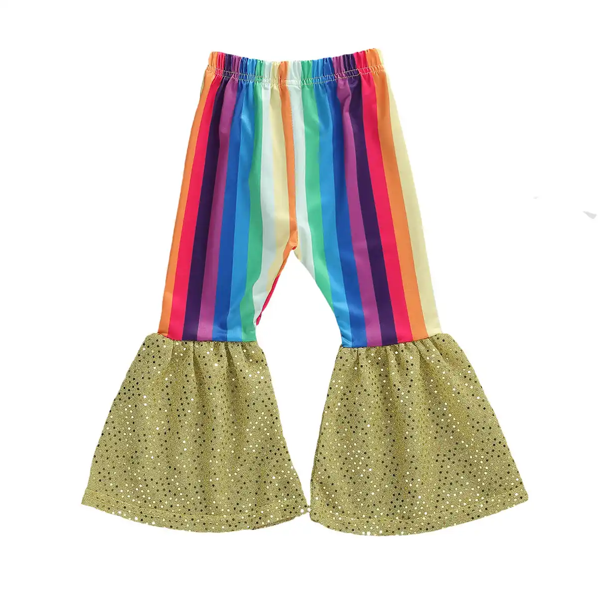 rainbow striped flare pants