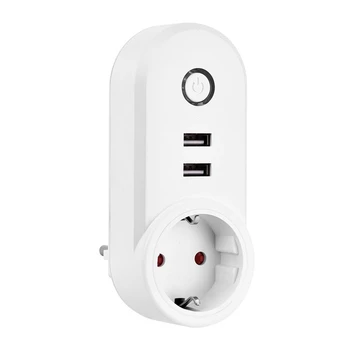

Smart WiFi Socket Smart Plug 2 USB Charger Port, Timer Power, Control your home devices from anywhere, work with Amazon Alexa /
