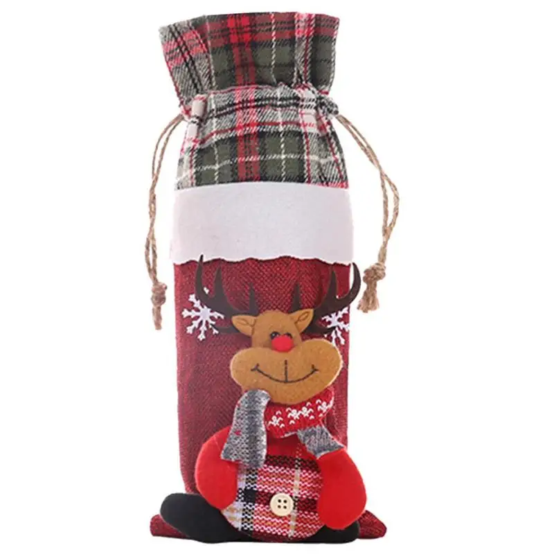VKTECH, Рождественская Крышка для бутылки вина с изображением оленя, медведя, Санта Клауса, снеговика, красного вина, шампанского, сумка для бутылки, для рождественской вечеринки, домашний декор - Color: C