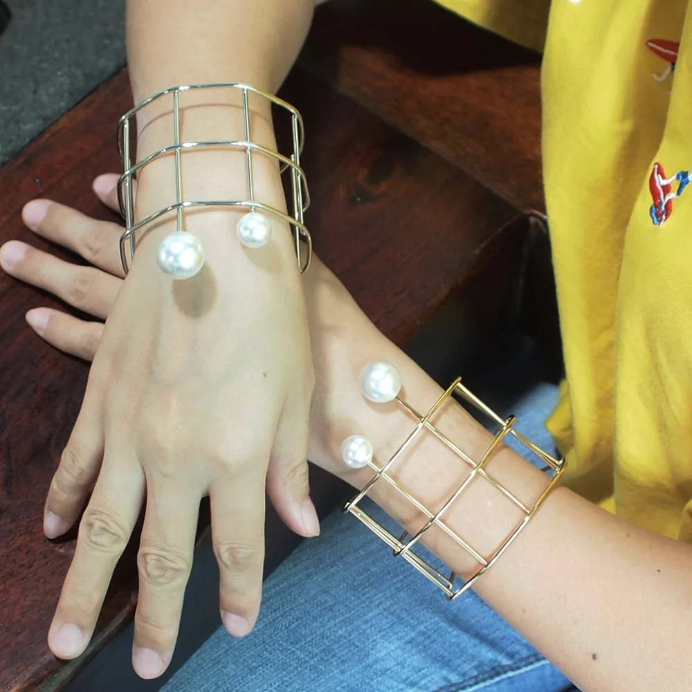 MANILAI браслеты из искусственного жемчуга для женщин, аксессуары, сплав, массивные браслеты-манжеты, ювелирные изделия,, подарок