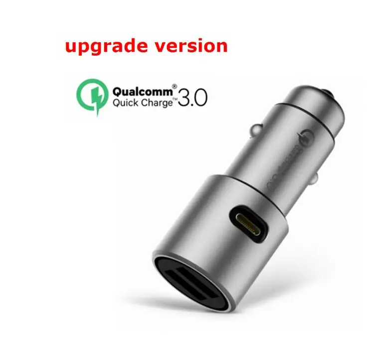 Xiaomi Mi автомобиля Зарядное устройство QC3.0 с 2 Dual USB Быстрая зарядка макс. 5 В/3A 9В/2A 15В/1.5A металлический Стиль - Цвет: update version