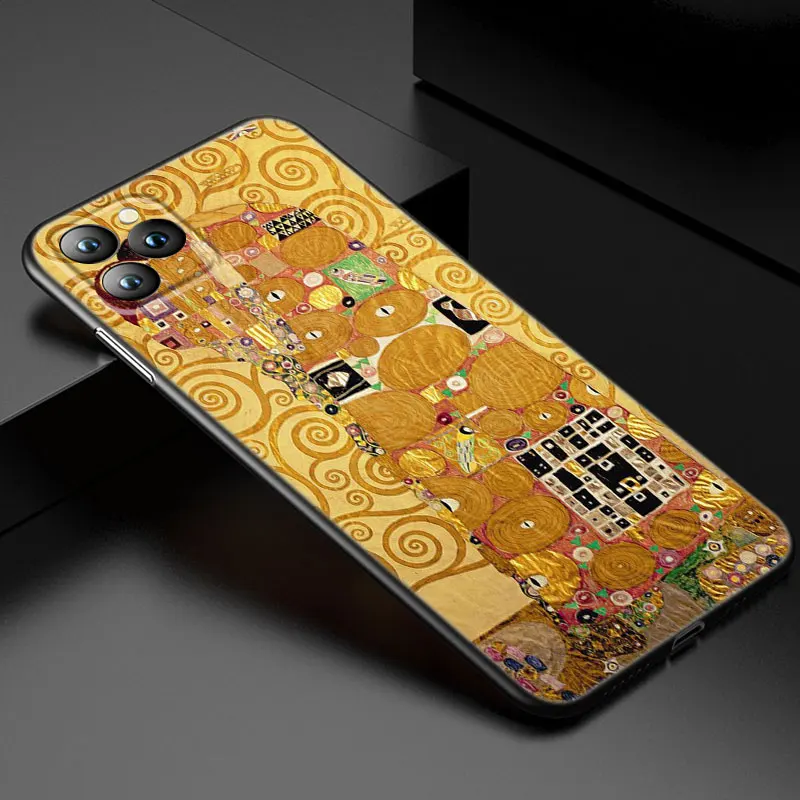Art Gustav Klimt Phone Case For Apple iPhone 13 12 Mini 11 Pro XS Max XR X 8 7 6S 6 Plus 5S 5 SE 2020 Soft TPU Black Cover- H337dec76fcef46bdbf0e908eae103ed25
