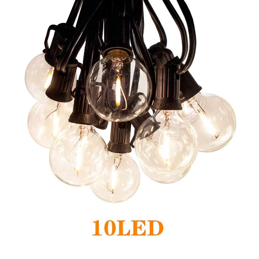 10LED 1.5W G40 Солнечный Глобус струнные огни небьющиеся наружные фонари патио 10/25 светодиодный лампы Висячие для Патио Сад задний двор вечерние украшения - Испускаемый цвет: 10LED 1.5W