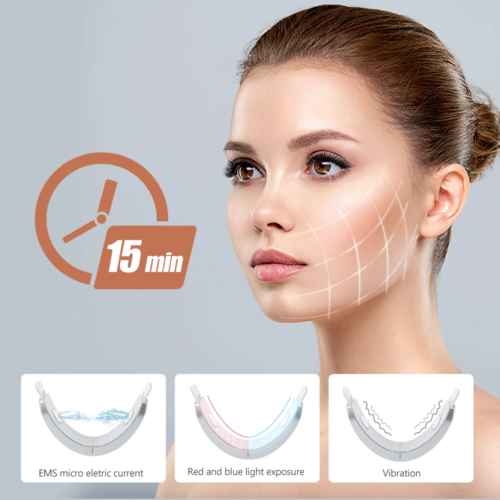 EMS Chin V-Line Up Lift Belt Facial Lifting Massager Face Slimming  Vibration Face Lift Care Device with Remote Control Skin Care - AliExpress