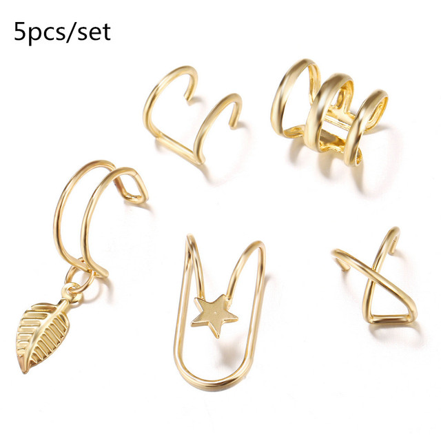Cuff Gold Leaves Non-Piercing Ear Clips Fake Cartilage Earring Jewelry For Women Men Wholesale gifts
