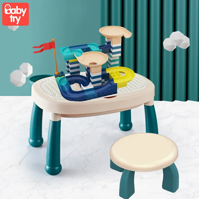 

Large Hollow Building Blocks Desk Chair Compatible Duploe Learning Table Game Bricks Toys for Children Boy Girl Gift Storage Box