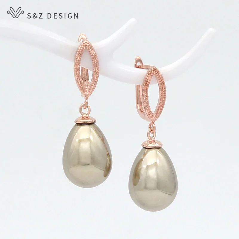 S&Z DESIGN Europe America Vintage Water Drop Simulated Pearl Dangle Earrings For Women Elegant Temperament Wedding Party Jewelry