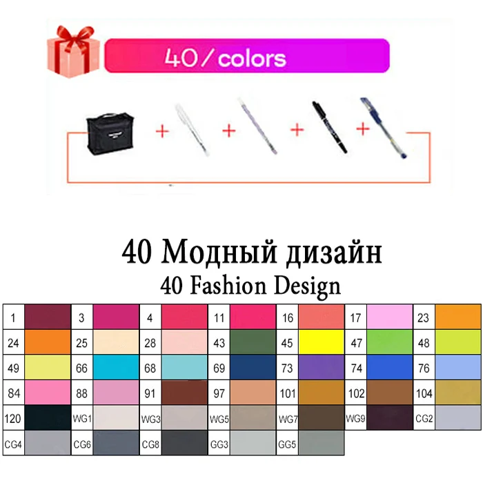 40 Fashion TouchFIVE 30/40/60/80/168 Цвет маркеры манга рисунок Маркеры Ручка на спиртовой основе эскиз жирной двойной кисть товары для рукоделия - Цвет: 40 Fashion