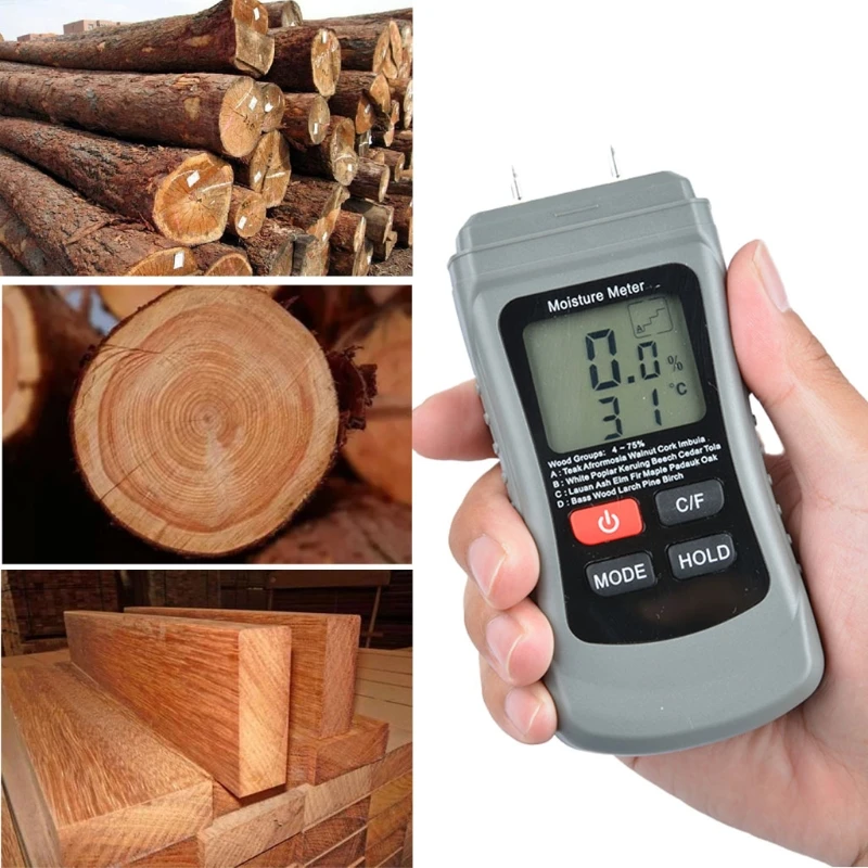 

Digital Wood Moisture Meter Wood Humidity Tester Timber Damp Detector LCD Display
