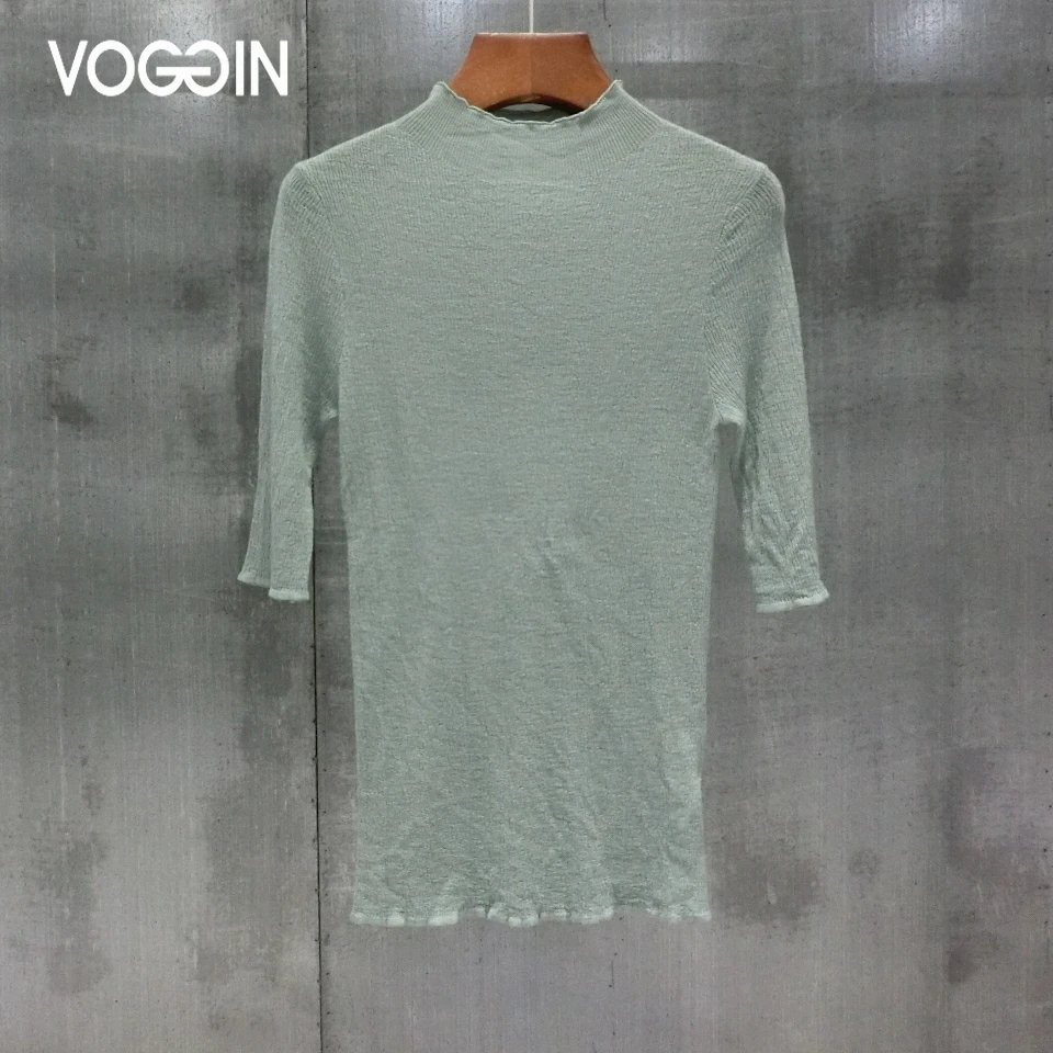 VOGGIN Women Sweaters and Pullovers water-soluble superfine Australian wool Roll Neck Sweater three quarter sleeve Tops 2020 | Женская