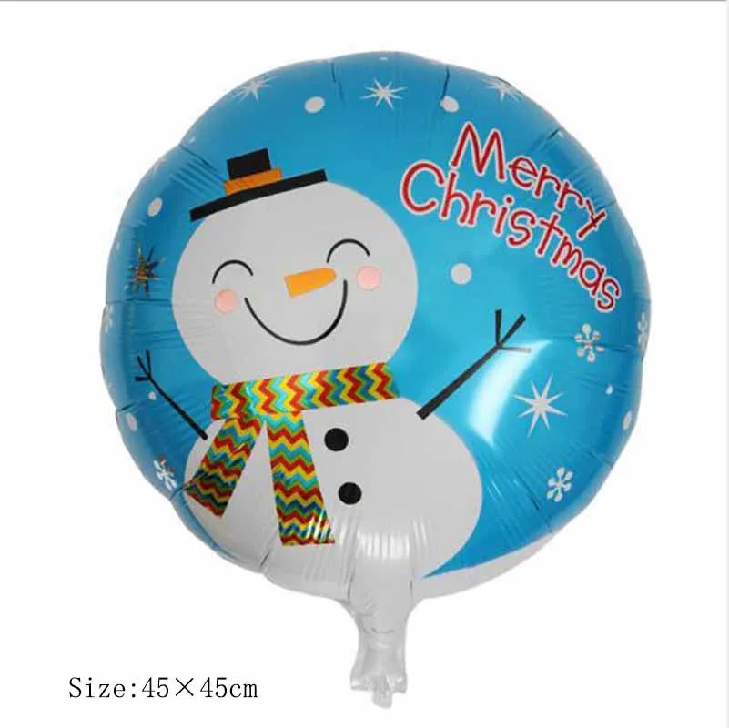 Кусок Счастливого Рождества, Нового года, вечерние, рождественской вечеринки, фольгированный шар, Санта Клаус, рождественская елка, милый Декор в форме снеговика - Цвет: Blue round balloon