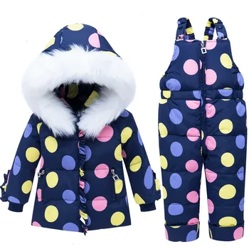 

2019 New Winter Warm Baby Girls Clothing Sets Children Down Jackets Girl Snowsuit Ski Suit Girl Down Outerwear Coat+ Overall