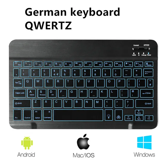 Individualiteit plan Rubber Wireless Backlit Keyboard for iPad Mac iOS Android Windows Tablets  Universal 10 inch Keyboard AZERTY QWERTY QWERTZ Italian|Keyboards| -  AliExpress
