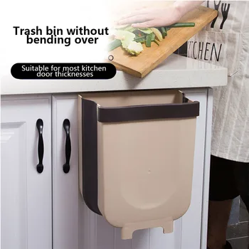 

8L Foldable Trash Can Kitchen Hanging Dustbin Plastic Rubbish Waste Bin Large Capacity Bathroom Toilet Garbage Bag Container