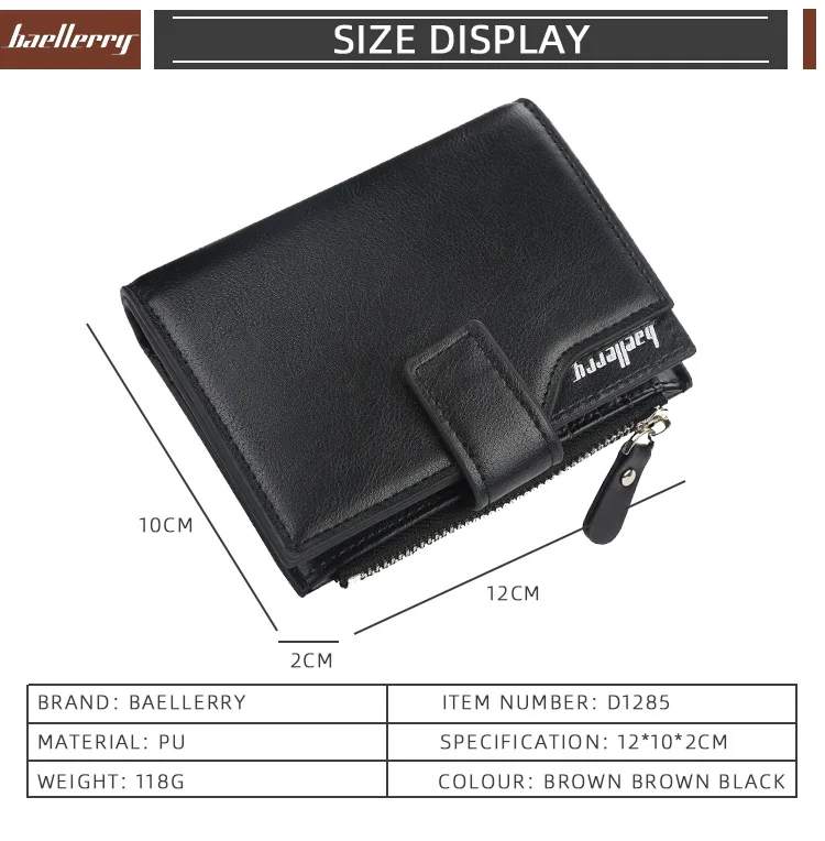 Baellerry Business Wallet Men Leather Men Wallets Purse Short Design Male Clutch Leather Wallet Mens Money Bag Quality Guarantee
