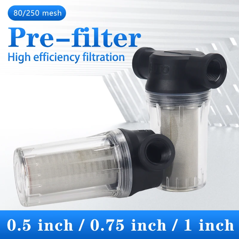 80 mesh/250 mesh Садовый пруд 1/2 дюйма 3/4 1 дюйм встроенный сетчатый фильтр Водяной насос