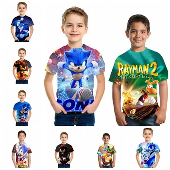 

Boys T Shirt Funny Print Mario Supersonic sonic Summer Costume Cartoon Children Kids Fashion Short Sleeve Tee Casual Clothing