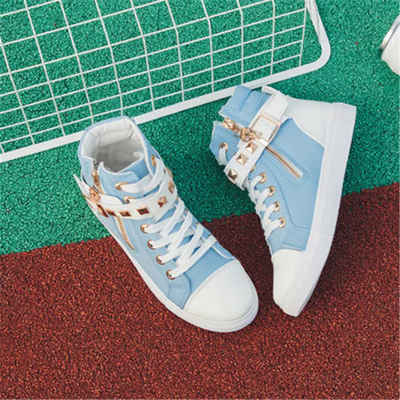 FeiYiTu/обувь на платформе; женская парусиновая обувь; женская повседневная обувь с заклепками; Chaussures Femmes; модные tenis feminino