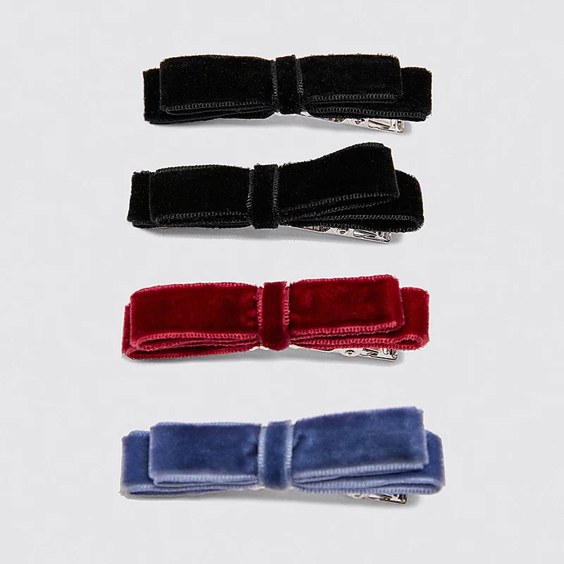 

Dvacaman ZA Colorful Cotton Bow Knot Hair Pins for Women Wedding Winter Fashion Vintage Flannel Barrettes Christmas Party Gift