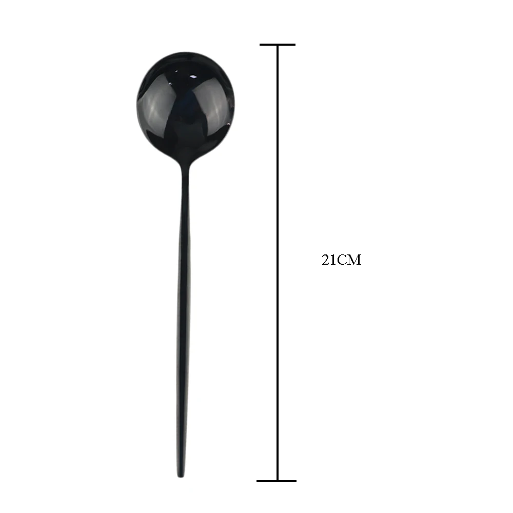 Black Dinner Spoon Черный Радужный набор посуды 18/10 из нержавеющей стали столовые приборы нож вилка ложка кофейная ложка столовые приборы кухонные принадлежности - Цвет: Black Dinner Spoon