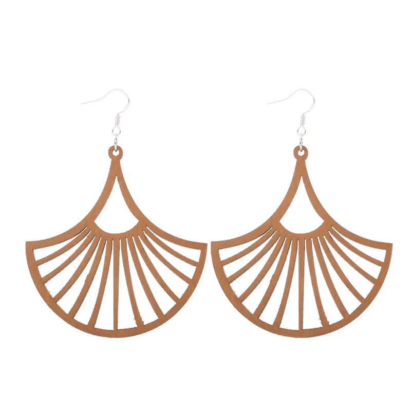 SOMESOOR Fashion Engraved African Ethnic Wooden Drop Earrings Laser Cutting Carved Natural Wood Dangle Jewelry For Women Gifts