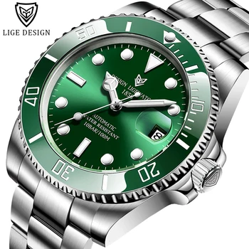 

LIGE 2020 Luxury Men Mechanical Wristwatch Stainless Steel Waterproof Watch Top Brand Sapphire Glass Mens Watches reloj hombre