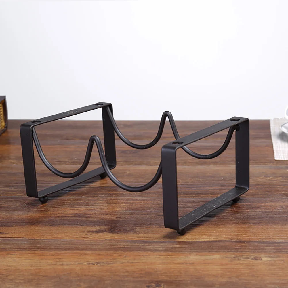 Home Easy Clean Cabinet Bar Decorative Iron Art Wine Rack Stackable Black Shelf Supplies Storage Countertop Drink Organizer