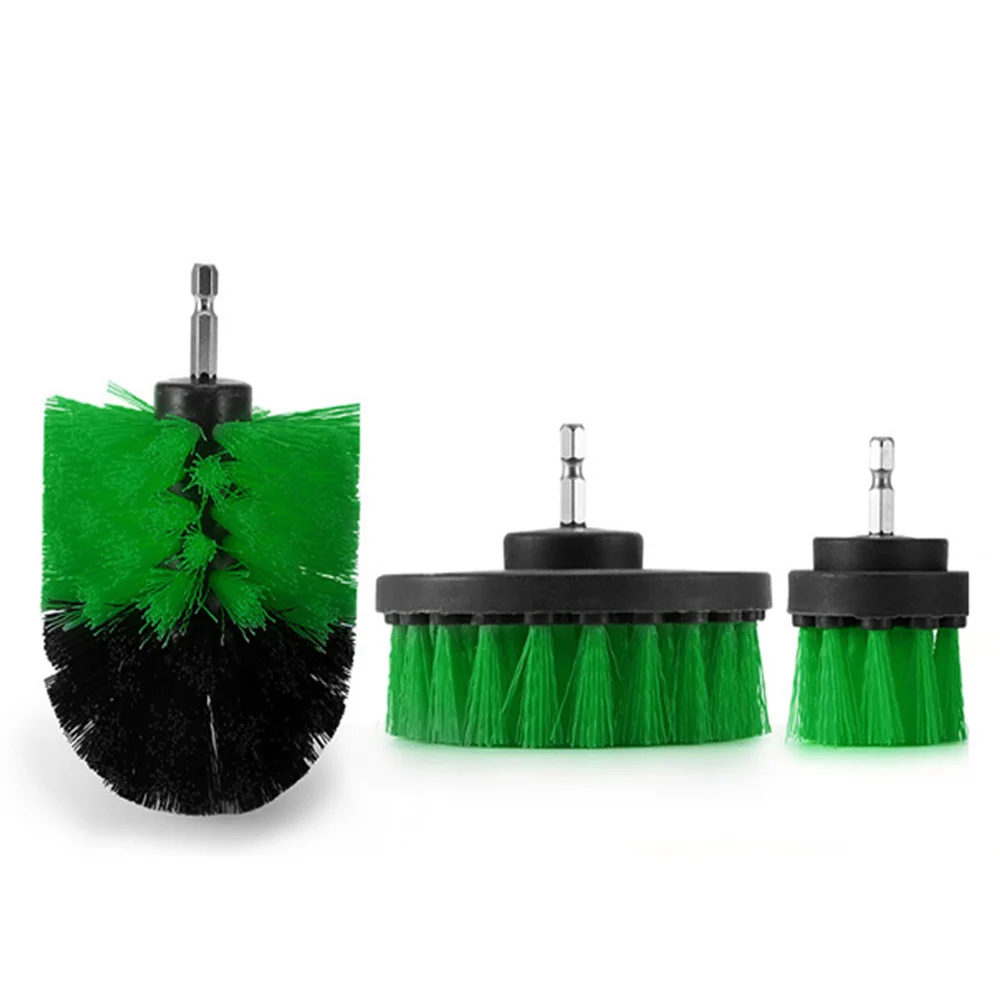 green Brushes 3 шт., электрическая щетка-скруббер, сверло для очистки, набор нейлоновых щеток, беспроводной скраб для поверхностей ванной комнаты, ванны, душевой плитки, затирки - Цвет: green Brushes