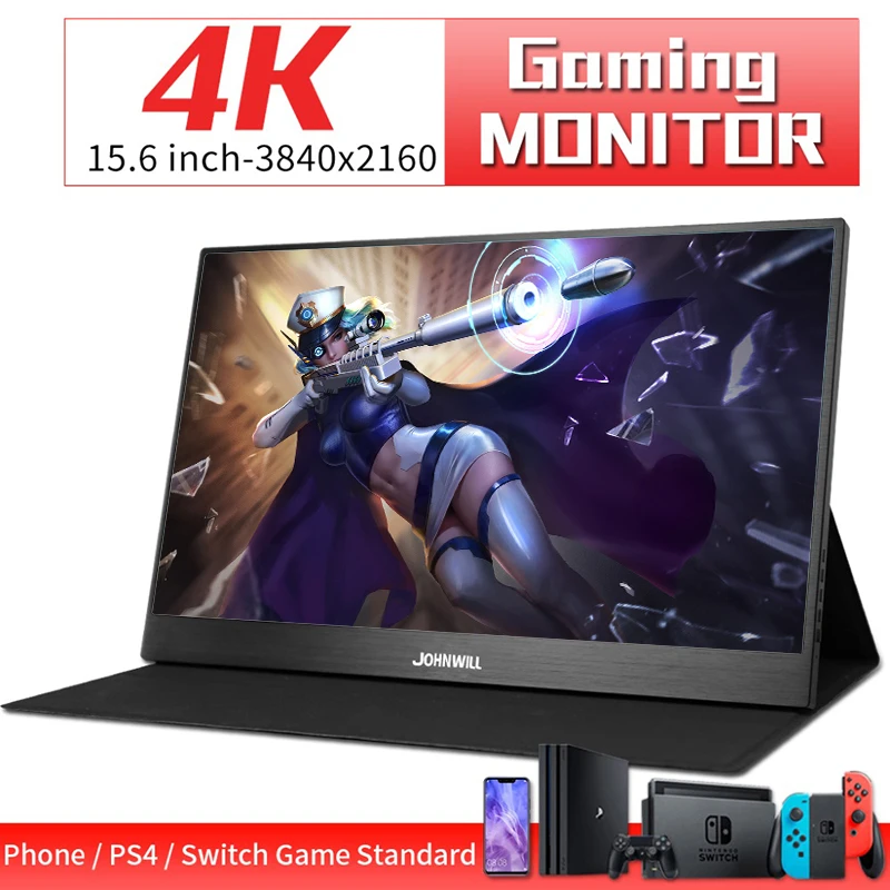 Портативный монитор 15 6 дюйма 4K дисплей 3840X2160 IPS ЖК HDMI type C Видео игровой для PS4 XBOX