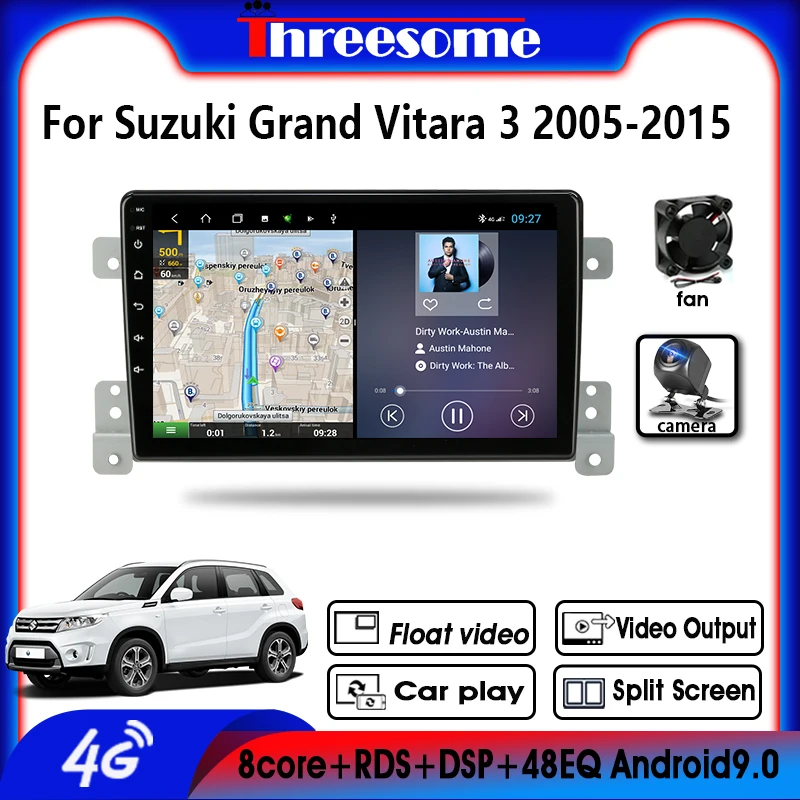 

Android 9.0 2Din RDS DSP Car Radio For Suzuki Grand Vitara 3 2005-2015 GPS Navigaion 2Din 4G+64G Multimedia Video Split Screen
