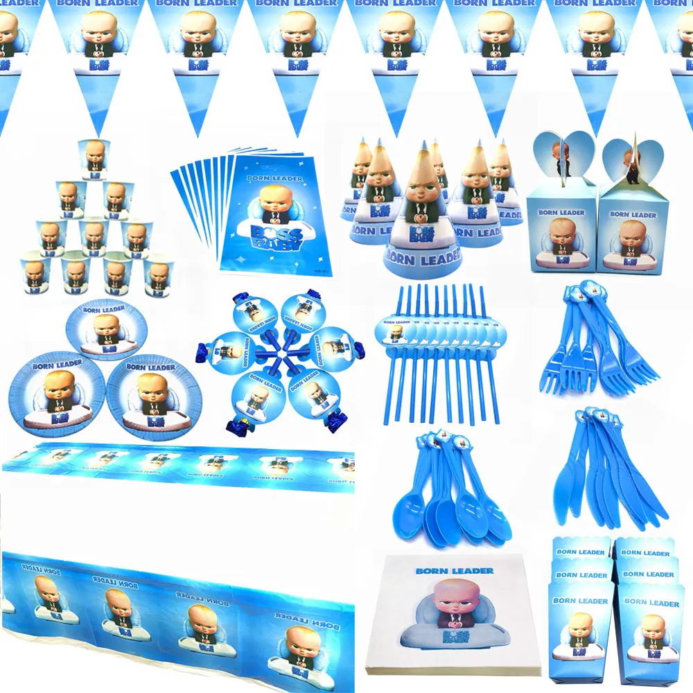 Набор украшений The Boss Baby для дня рождения одноразовые бумажные баннерные тарелки