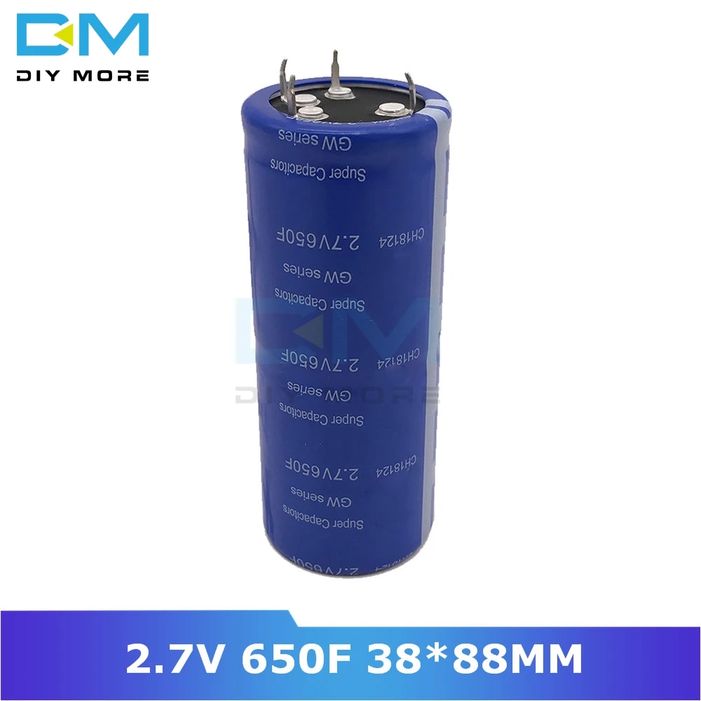 

Diymore Super Farad Capacitor 2.7V 650F 38*88mm High Frequency Low ESR 4 Pin 2.7V650F Super Capacitor Ultracapacitor for Car