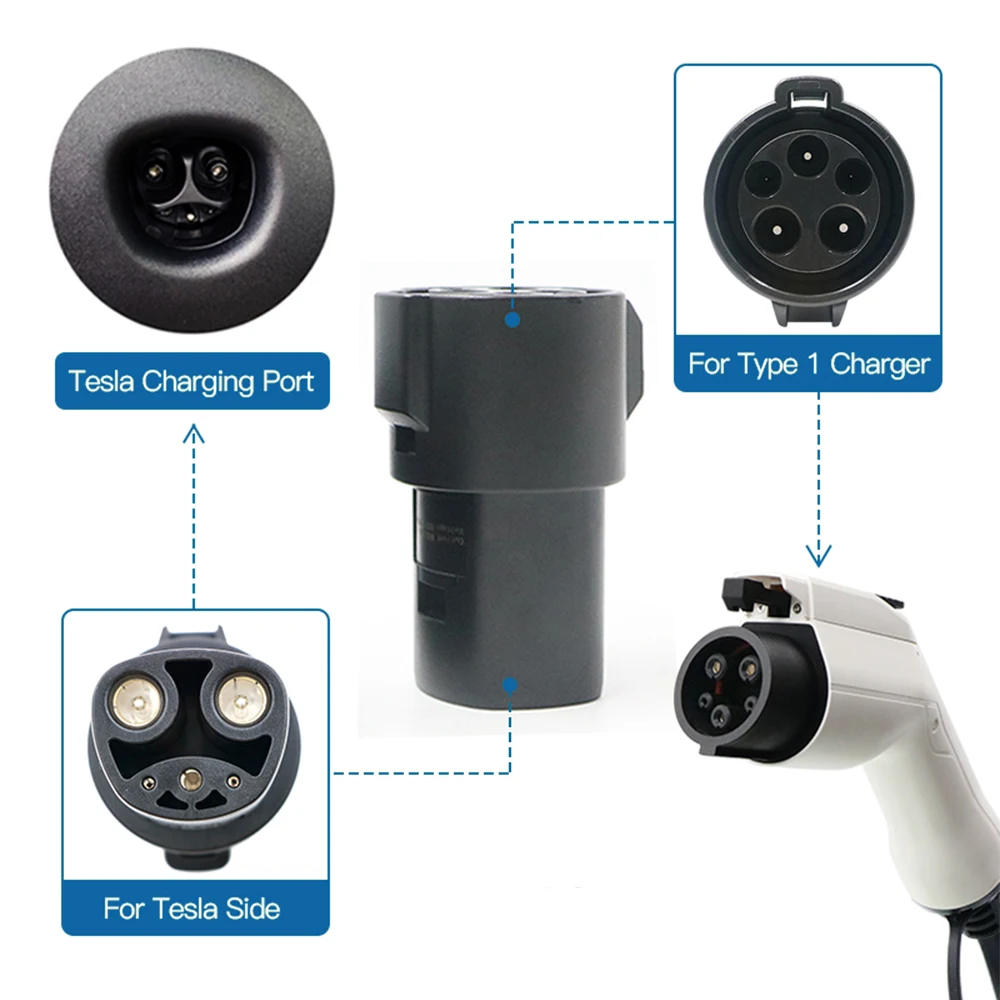 Electric Vehicle Charging Connector Type 2 to Type 1 J1772 EV Adapter Type 1 to Type 2 EVSE Charger Type 1 to Tesla EV Adaptor