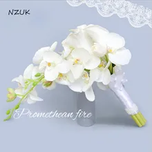 Свадебный букет Искусственный белый свадебный букет фаленопсис кружева невесты шелковые цветы водопад SPH027