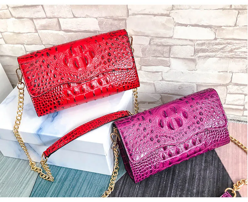 Black Leather Vintage Crocodile Luxury Handbags Women Bags Designer Chain Messenger Bag Female Small Red PU Crossbody Clutch Bag (11)