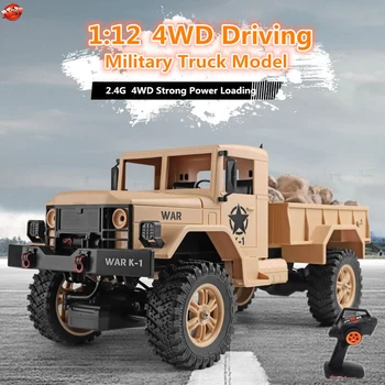 

Four Wheels Driving Srong Power 1:12 Electric Remote Control Military Truck Model 2.4G 100M All Terrain Off-Road RC Truck Toy