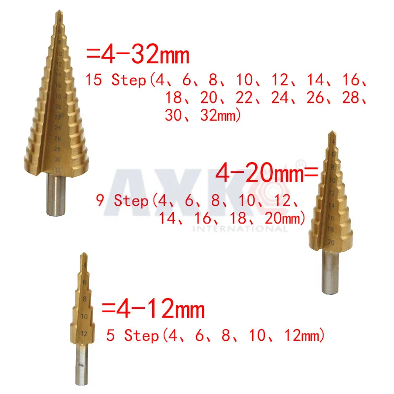 4-12 мм 4-20 мм 4-32 мм HSS4241 Сталь большой шаг конус Титан с металлическим покрытием сверло из высокопрочной стали дыропробивной пресс DT086