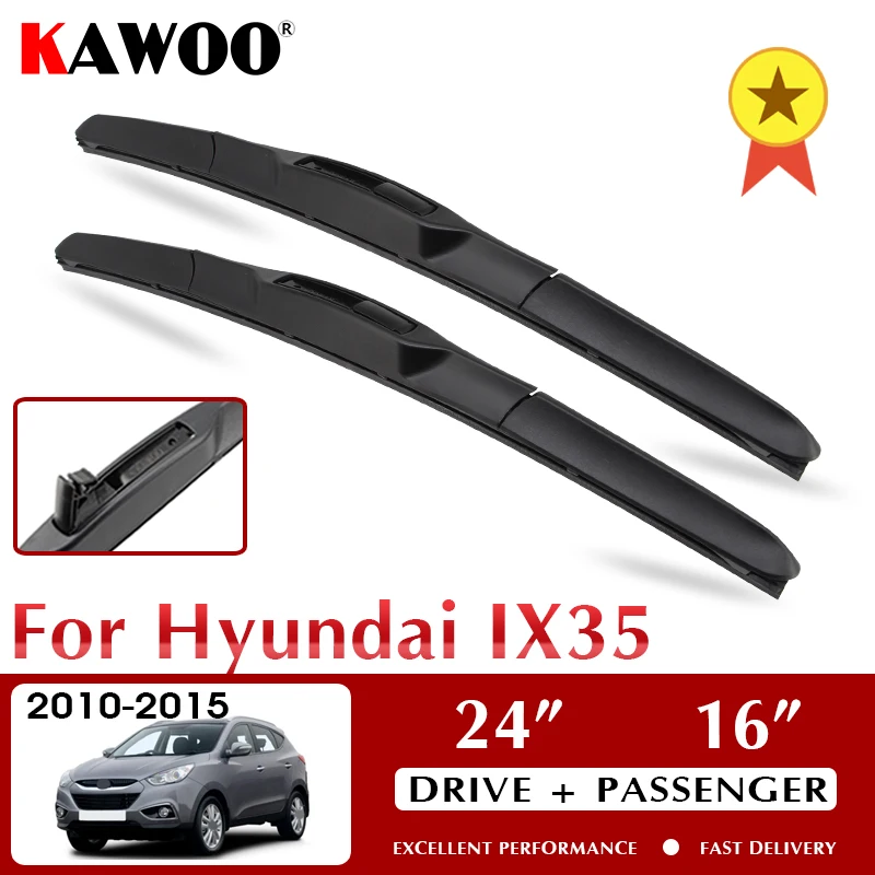 KAWOO For Hyundai IX35 24&quot16" Auto Car Soft Natural Rubber Windcreen Wipers Blades 2010 2011 2012 2013 2014 2015 Fit U Hook Arm |