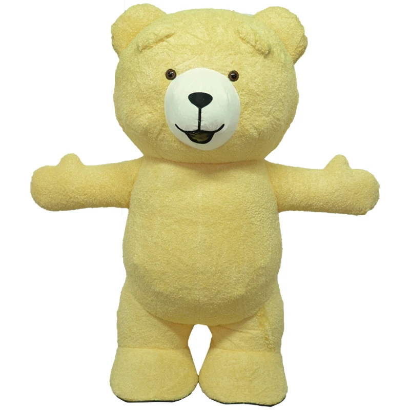 2m Giant Inflatable Brown Bear Costume Long Plush Hair Blow up Suit