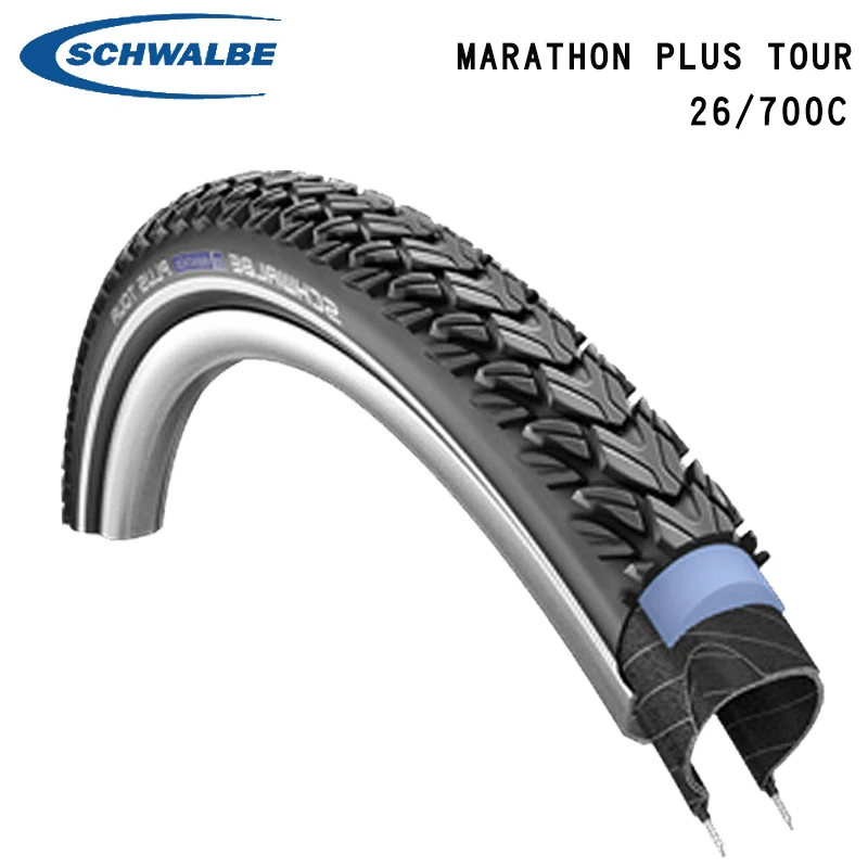 Schwalbe Marathon Plus Tour Tire 26 Inch Steel Wire Stab Proof 700x35c  700x40c Mountain Bike Long Distance Travel Tire - Bicycle Tires - AliExpress