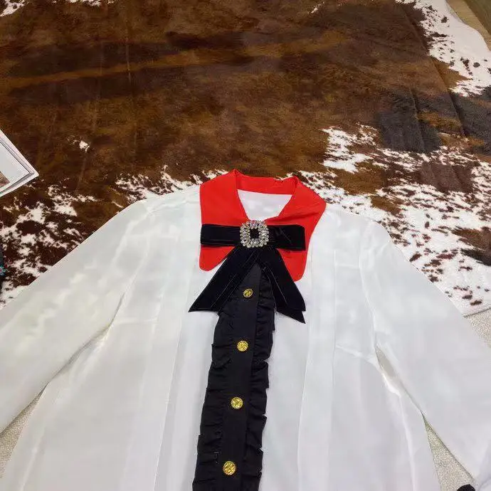 AH12268, модные женские блузки и рубашки,, Подиумные, Роскошные, известный бренд, Европейский дизайн, вечерние, стильная женская одежда