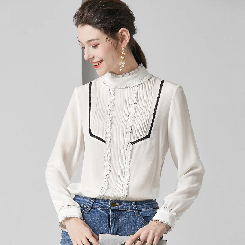 ^Cheap Witte Zijden Blouse Voor Vrouwen Hoge Kwaliteit Lange Mouw Plus Size Sexy Casual Office Dress Shirts Kleding Lotusblad Dropshipping ^Cheap Witte Zijden Blouse Voor Vrouwen Hoge Kwaliteit Lange Mouw Plus Size Sexy Casual Office Dress Shirts Kleding Lotusblad Dropshipping