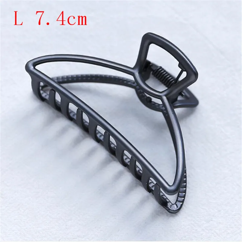 A L black Women Girls Geometric Hair Claw Clamps Hair Crab Moon Shape Hair Clip Claws Solid Color Accessories Hairpin Large/Mini Size - Цвет: A L black