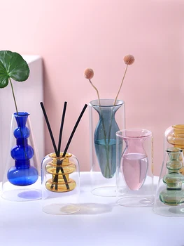 

Modern glass vase terrarium Heteromorphic transparent hydroponic systems flower vases for weddings home decoration