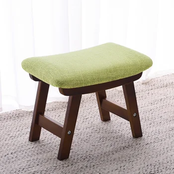 

Countryside Wood Stool Home Fashion Creative Adult Shoes Bench Simple Modern Rectangular Low Bench Fabric Stool