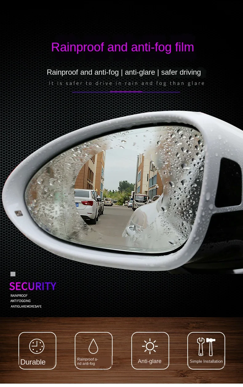 

2Pcs Car Rear Mirror Protective Film Anti Fog Window Clear Rainproof Rear View Mirror Protective Soft Film Auto Accessories